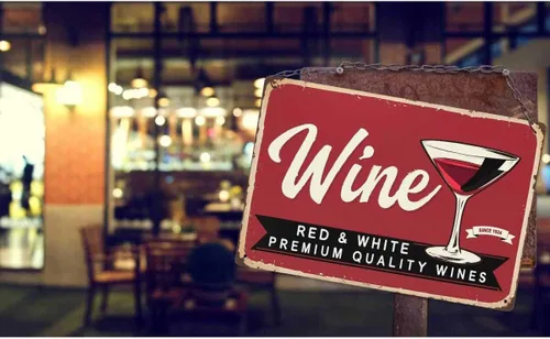 Vista 2 de AOYEGO Cartel de lata de vino, póster con letra de vino tinto y blanco, letreros de metal vintage para cafeterías, bares, bares, bares, tiendas