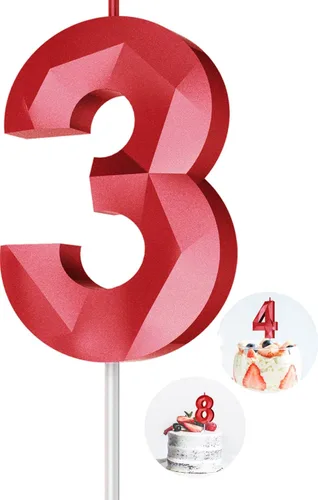Vista 141 de Velas de cumpleaños con números (0 velas negras), forma de diamante 3D, decoración de pastel de feliz cumpleaños para niños y hombres, cumpleaños