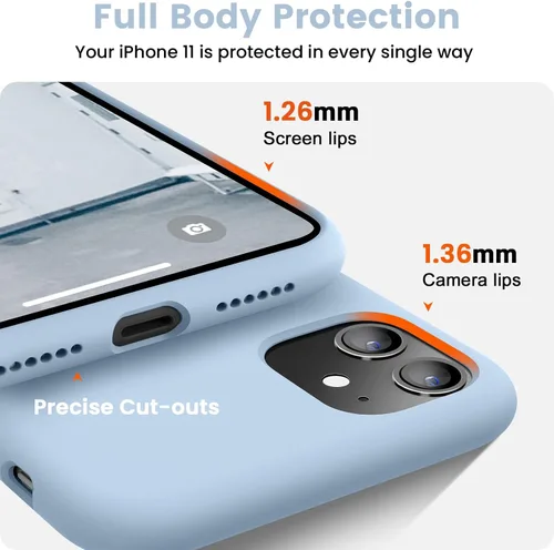 Vista 3 de Funda compatible con iPhone 11, silicona [forro de microfibra suave antiarañazos] [delgada a prueba de golpes] Funda mejorada para teléfono 11
