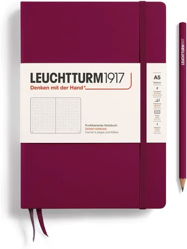 Vista 32 de LEUCHTTURM1917 - Cuaderno de tapa dura mediano A5 con 251 páginas numeradas para escritura y diario (negro, liso)