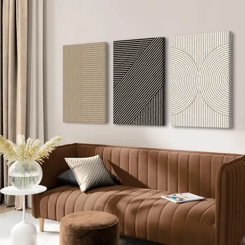 Vista 13 de Imágenes abstractas modernas para pared, arte de pared bohemio y neutro, arte de pared de línea minimalista, arte de pared beige, negro y marrón