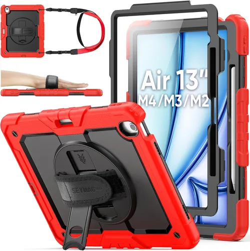 Vista 30 de SEYMAC stock Funda protectora para iPad Air de 11 pulgadas M3 2025/M2 2024 (Air 7ª/6ª generación), funda resistente con protector de pantalla