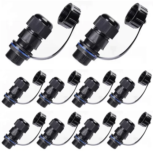 Vista 6 de 5PCS Montaje en Panel RJ45 Conector Impermeable Cat5/5e/6 Ethernet LAN Cable Acoplador con Impermeable/Cubierta de Tapa de Polvo para Red Exterior