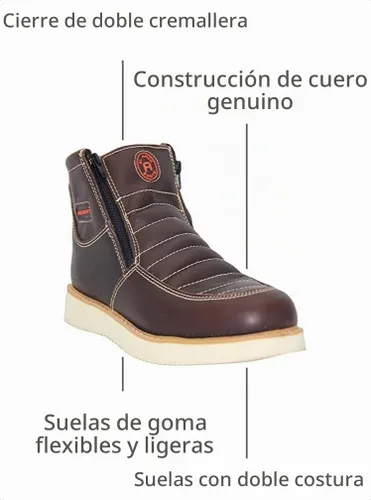 Vista 3 de The Western Shops Bota de trabajo de cuero con doble cremallera para hombre (10.5, café)