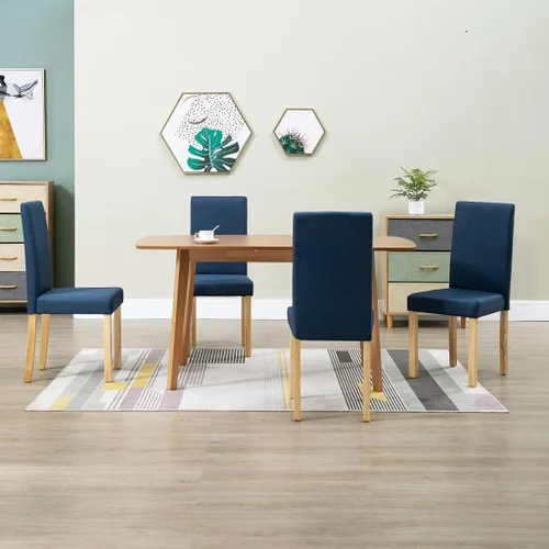 Vista 24 de Modern Dining Chairs Set of 2 Black Fabric Upholstered with Rubber Wood Frame for Kitchen Dining Room Farmhouse Decor