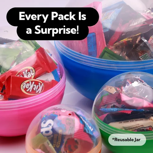 Vista 7 de Paquete variado de dulces en cápsula redonda gigante de color transparente – Surtido de dulces envueltos individualmente 20 piezas de 0.74 libras