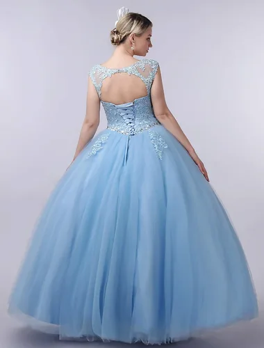 Vista 4 de CharmingBridal Vestidos de quinceañera de encaje con cuello barco, vestido de baile de princesa 2023