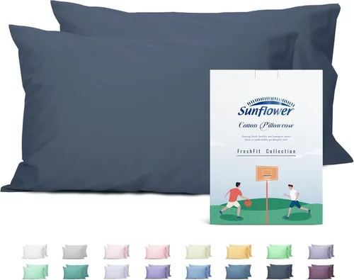 Vista 15 de Sunflower Juego de 2 fundas de almohada tamaño Queen, 100% algodón, 2 fundas de almohada Queen de 20 x 30 pulgadas, color ceniza, suaves