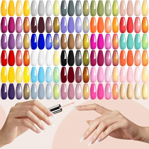 Vista 2 de Kit de esmalte de uñas de gel con lámpara de uñas UV, kit de uñas de gel para remojar, base y capa superior, juego de herramientas para uñas