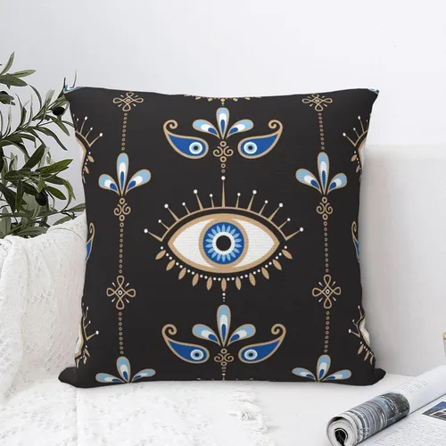 Vista 5 de Funda de almohada decorativa con símbolo oculto de mal de ojo, fundas de almohada cuadradas estándar para sofá, cama, 18 x 18 pulgadas