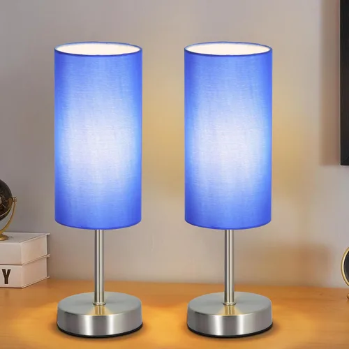 Vista 12 de RISLG Juego de 2 lámparas de mesa para recámara, lámparas de noche para mesita de noche con interruptor de cable, lámparas de escritorio