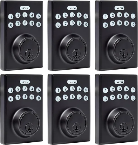 Vista 9 de Amazon Basics Cerradura de Puerta con Pestillo de Seguridad y Teclado Electrónico con Control Táctil sin Llave, Instalación Fácil, Bloqueo