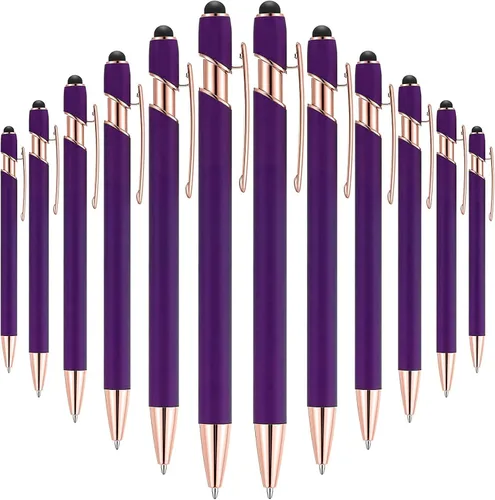 Vista 27 de Tenare 12 piezas 2 en 1 bolígrafo de metal con punta de lápiz capacitivo, bolígrafo de 1,0 mm de tinta negra para pantallas táctiles (color surtido)