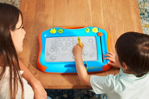 Vista 6 de Tom y Megasketcher - Pizarra magnética para dibujar Bloc de escritura grande con borrador mágico Juegos de viaje para niños de 3, 4, 5, 6 y más