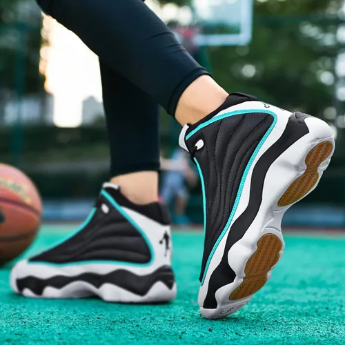 Vista 6 de MODGE Zapatos deportivos de baloncesto de caña alta para hombre, ligeros, transpirables, antideslizantes, que absorben los golpes