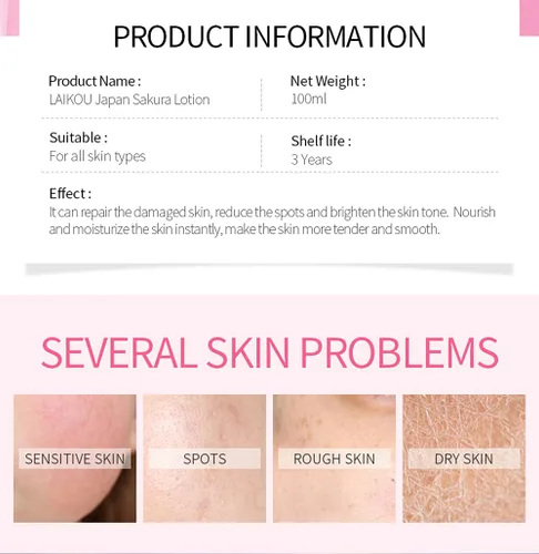 Vista 2 de Sakura Loción facial Esencia hidratante para poros retráctiles cuidado diario, loción de tóner hidratante reparadora crema facial suero de vitamina