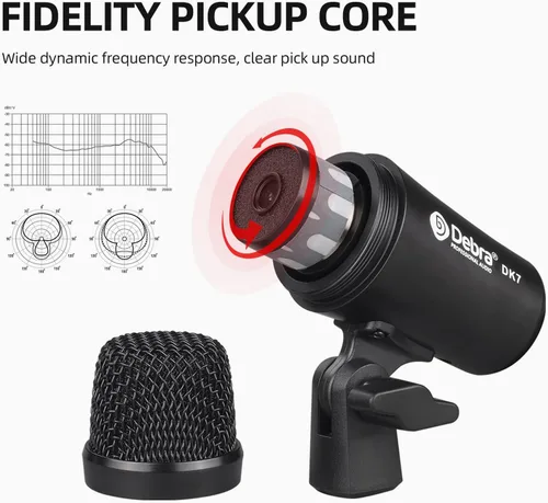 Vista 3 de D Debra DK7 Pro - Kit de micrófono de batería con cable de 7 piezas para tocar y grabar bateristas, incluye micrófonos, clip de micrófono