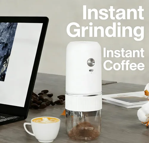 Vista 2 de Molinillo de café eléctrico, molinillo de especias automático, molinillo de sal recargable, molinillo de pimienta, grosor ajustable, diseño