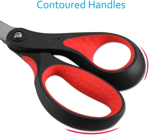 Vista 5 de LIVINGO Tijeras de alta calidad de 8 pulgadas para oficina, tijeras multiusos antiadherentes de titanio para manualidades, cuchillas afiladas