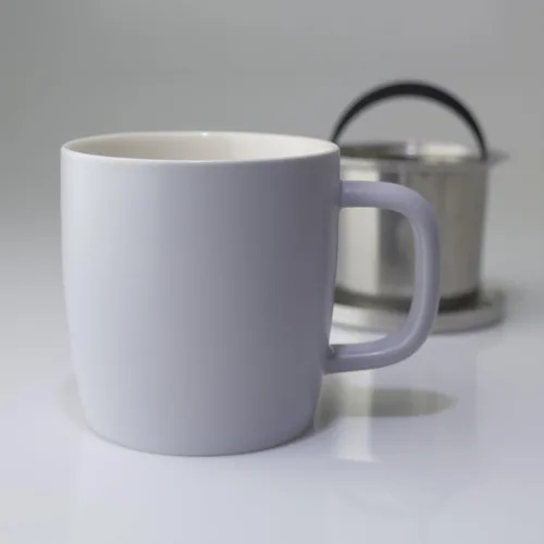 Vista 2 de FORLIFE Taza de preparación con acabado satinado de rocío con infusor de cesta y tapa de acero inoxidable, 11 onzas (niebla de lavanda)