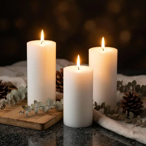 Vista 8 de Richland® Juego de 20 velas de pilar de 2 x 3 pulgadas, color marfil sin perfume