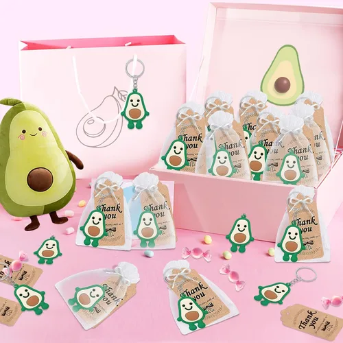 Vista 6 de CiciBear Paquete de 24 llaveros de aguacate para decoración de fiesta para invitados, fiesta temática de frutas, baby shower, fiesta escolar