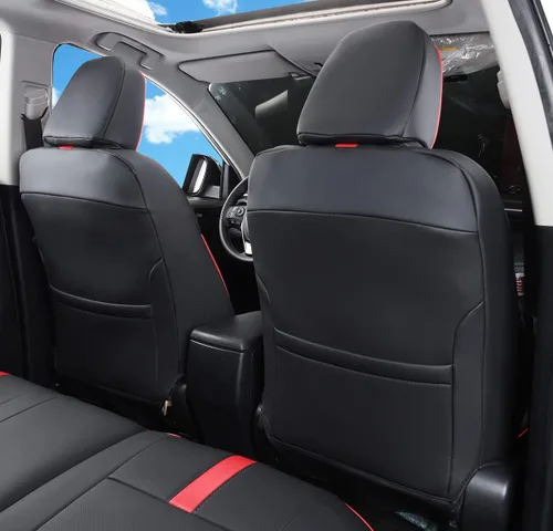 Vista 47 de Fundas de asiento RAV4 de ajuste personalizado, piel sintética impermeable para Toyota RAV4 2013-2018 (beige)