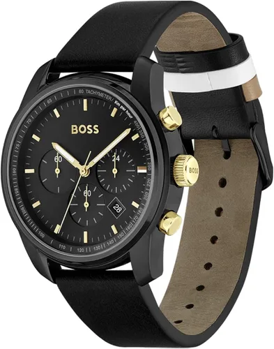 Vista 2 de BOSS Reloj de cuarzo Trace para hombre, Negro