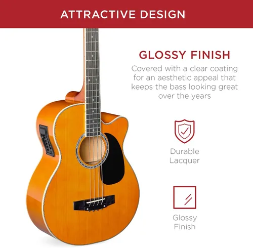 Vista 4 de Best Choice Products Guitarra Bajo Eléctrica Acústica, Tamaño Completo de 4 Cuerdas, Guitarra Bajo con Trastes con Funda de Transporte Acolchada