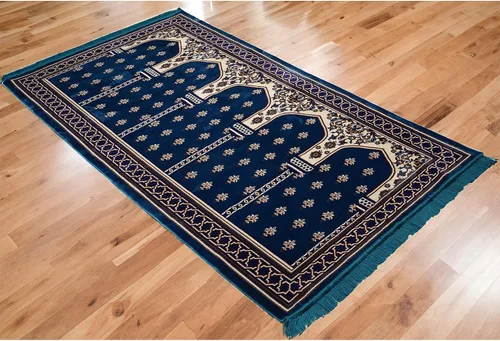 Vista 7 de Modefa Alfombra de oración islámica turca, Janamaz Sajada para múltiples personas, para familia, alfombra grande de reunión y oración en grupo, Azul