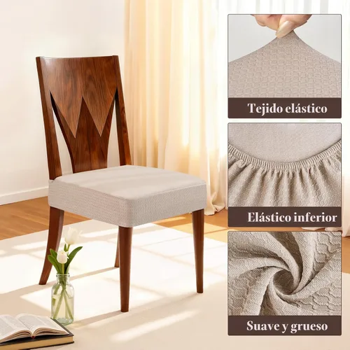 Vista 4 de Songrey - Juego de 4 fundas impermeables para sillas de comedor, color gris pardo