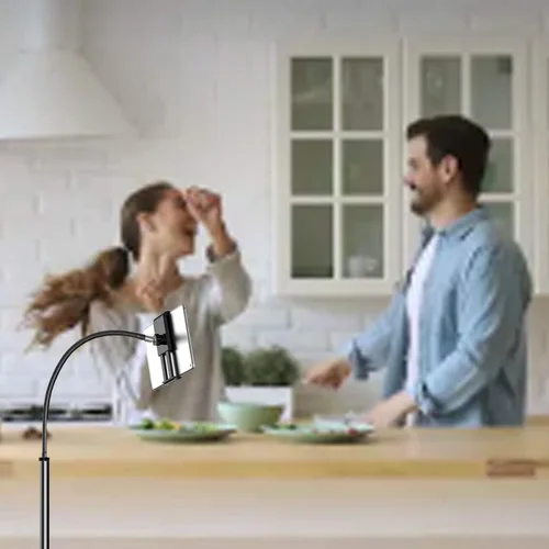 Vista 4 de Soporte de suelo para tableta con cuello de cisne flexible y base estable, soporte para tableta ajustable de 360 grados para iPad, teléfono celular