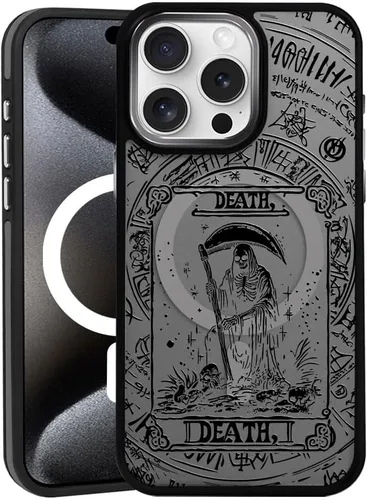 Vista 8 de DAIZAG Funda magnética para iPhone 13, [esquinas a prueba de golpes] [compatible con MagSafe], funda negra translúcida mate, estética floral de flor