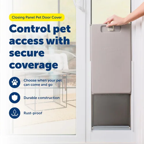 Vista 2 de Cubierta de Puerta para Mascotas PetSafe con Panel de Cierre - Restringe el Acceso de las Mascotas - Cubierta de Plástico Duradera - Resistente al