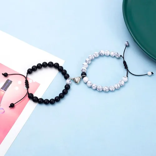 Vista 6 de Pulseras para parejas, para él y ella, regalos a juego, pulseras de joyería