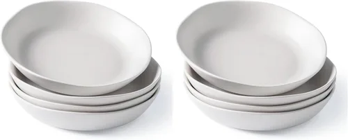 Vista 12 de AmorArc 9.75'' de cerámica cuencos grandes para pasta, juego de 4 cuencos planos de gres de 38 onzas para servir, cuencos aptos para horno