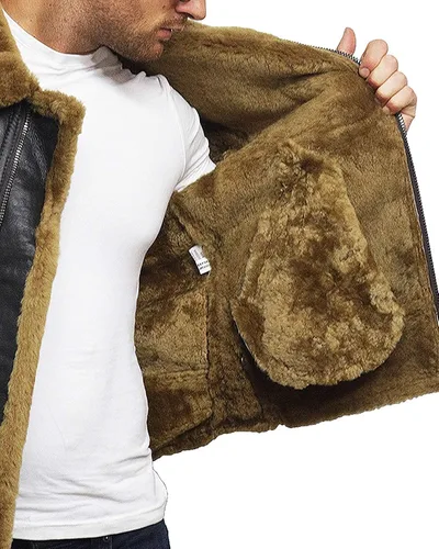 Vista 5 de BRANDSLOCK Chaqueta bomber de cuero para hombre B3 de oveja de aviador