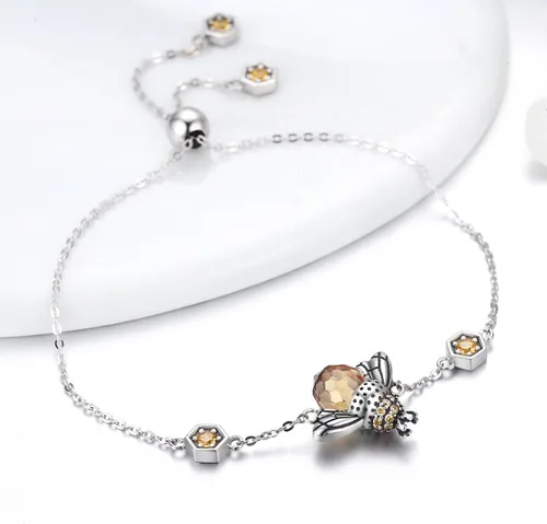 Vista 4 de GOXO Collar con colgante de abejorro de abeja y abeja de plata de ley