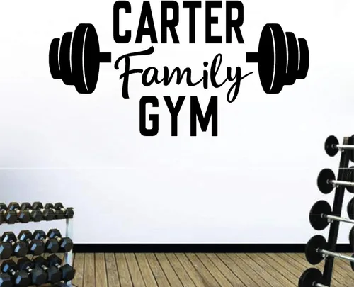 Vista 2 de Adhesivo personalizado para pared, nombre de familia, centro de negocios, gimnasio, calcomanía personalizada para elegir el tamaño, vinilo