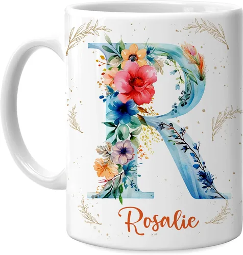 Vista 19 de Hyturtle Taza de café personalizada con inicial con nombre, monograma de cumpleaños, regalos de Navidad para niñas y mujeres, letra A del alfabeto