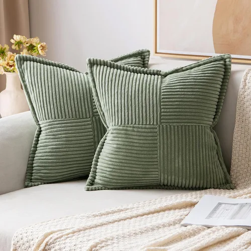 Vista 24 de MIULEE - Juego de 2 fundas de almohada beige de 12 x 12 pulgadas con entretejido, fundas de almohada a rayas bohemias supersuaves con textura