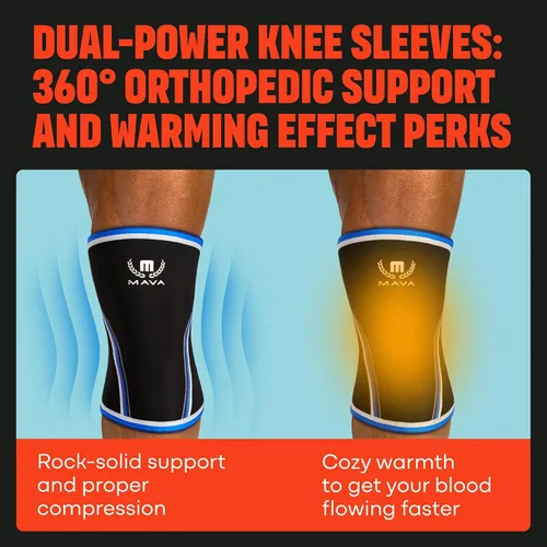 Vista 7 de Par de rodilleras de compresión de neopreno de 0.3" para hombres y mujeres para entrenamiento pesado, sentadillas, gimnasio, levantamiento de pesas