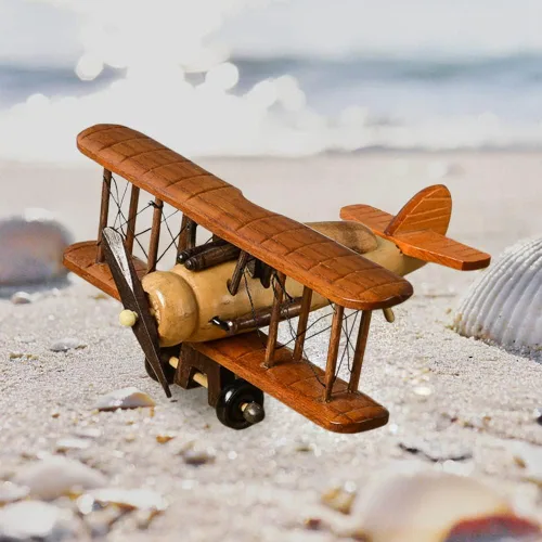 Vista 8 de Surakey Aviones de madera vintage modelo hierro retro avión planeador biplano colgante modelo avión de madera niños juguete regalo, oficina