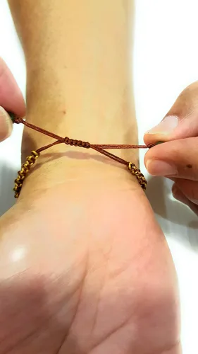 Vista 6 de Infinityee888 Jade Bead Pulseras amarillo marrón Feng Shui para hombres, mujeres pulsera-BC04, Piedra
