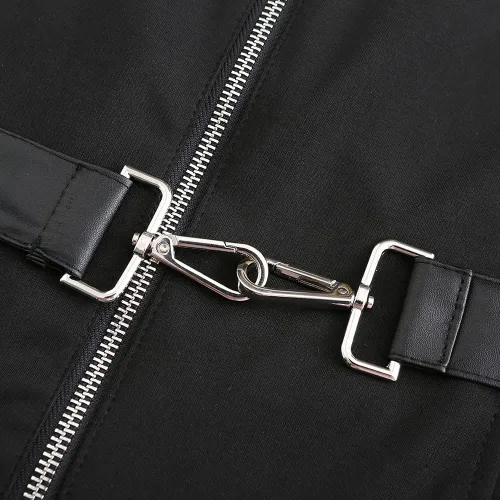 Vista 4 de Chaqueta con capucha estilo steampunk renacentista para hombre, estilo gótico victoriano
