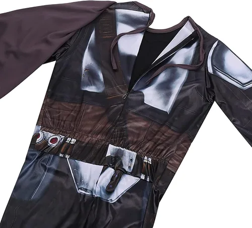 Vista 4 de nezababy SW - Disfraz de mandaloriano para niños, cosplay, casco Boba Fett, traje de fiesta de Halloween de 4 a 10 años