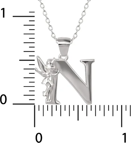 Vista 5 de Disney Collar con colgante de plata con inicial Tinkerbell