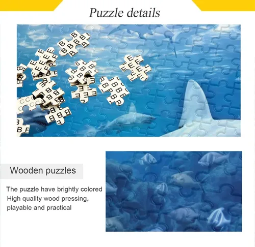 Vista 2 de Rompecabezas de tiburones de 1000 piezas para adultos, juego de rompecabezas grande desafiante para adultos y adolescentes, 29.5 x 19.7 pulgadas