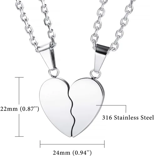 Vista 2 de INBLUE Collar personalizado para pareja, con nombre y fecha de grabado para hombres, mujeres, novio, novia, piedra natal, colgante de corazón a