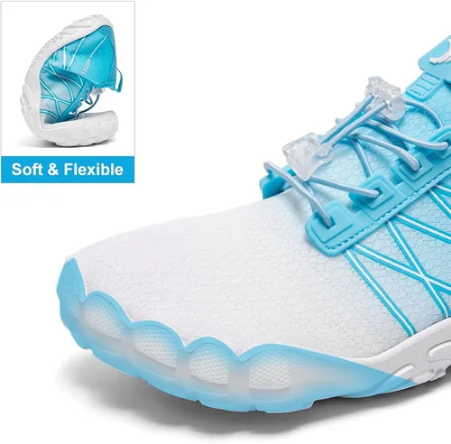 Vista 4 de HIITAVE Zapatos de agua antideslizantes, zapatos acuáticos de secado rápido, ligeros, con playa, río, piscina, para hombres y mujeres
